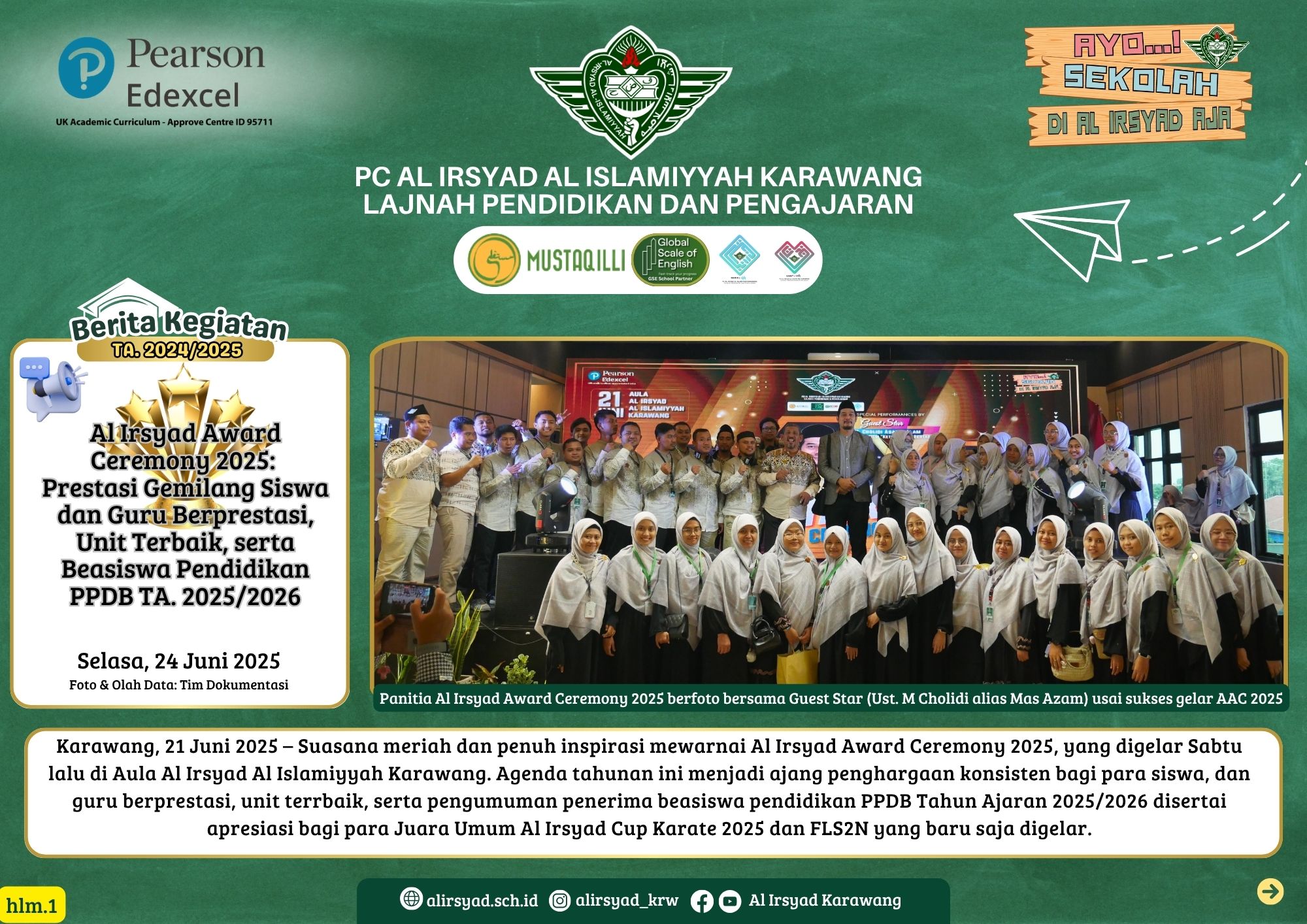 Al Irsyad Award Ceremony 2025: Prestasi Gemilang Siswa dan Guru Berprestasi, Unit Terbaik, serta Beasiswa Pendidikan PPDB TA. 2025/2026